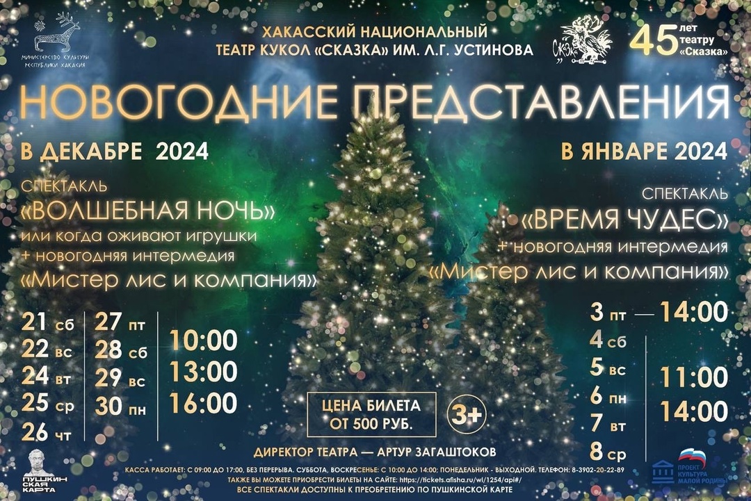 21 декабря 2024 года - 8 января 2025 года - новогодние представления в Абакане