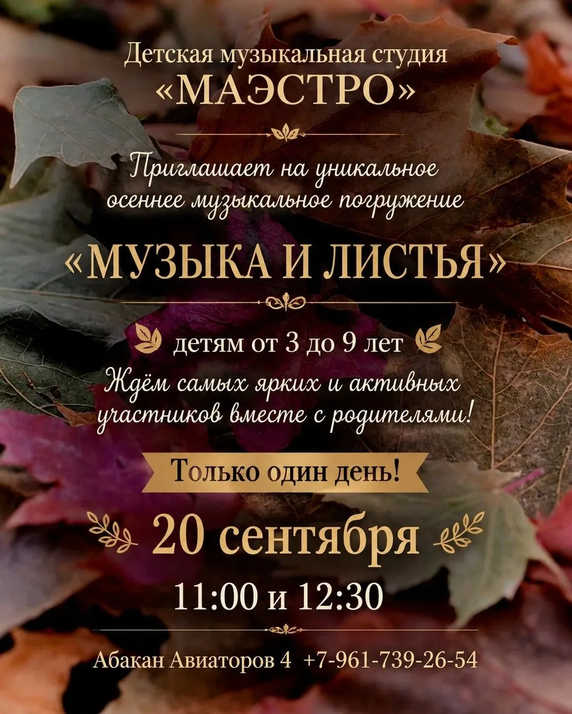 Музыкально-сенсорное погружение «Музыка и листья» ждёт детей 3–9 лет в Абакане